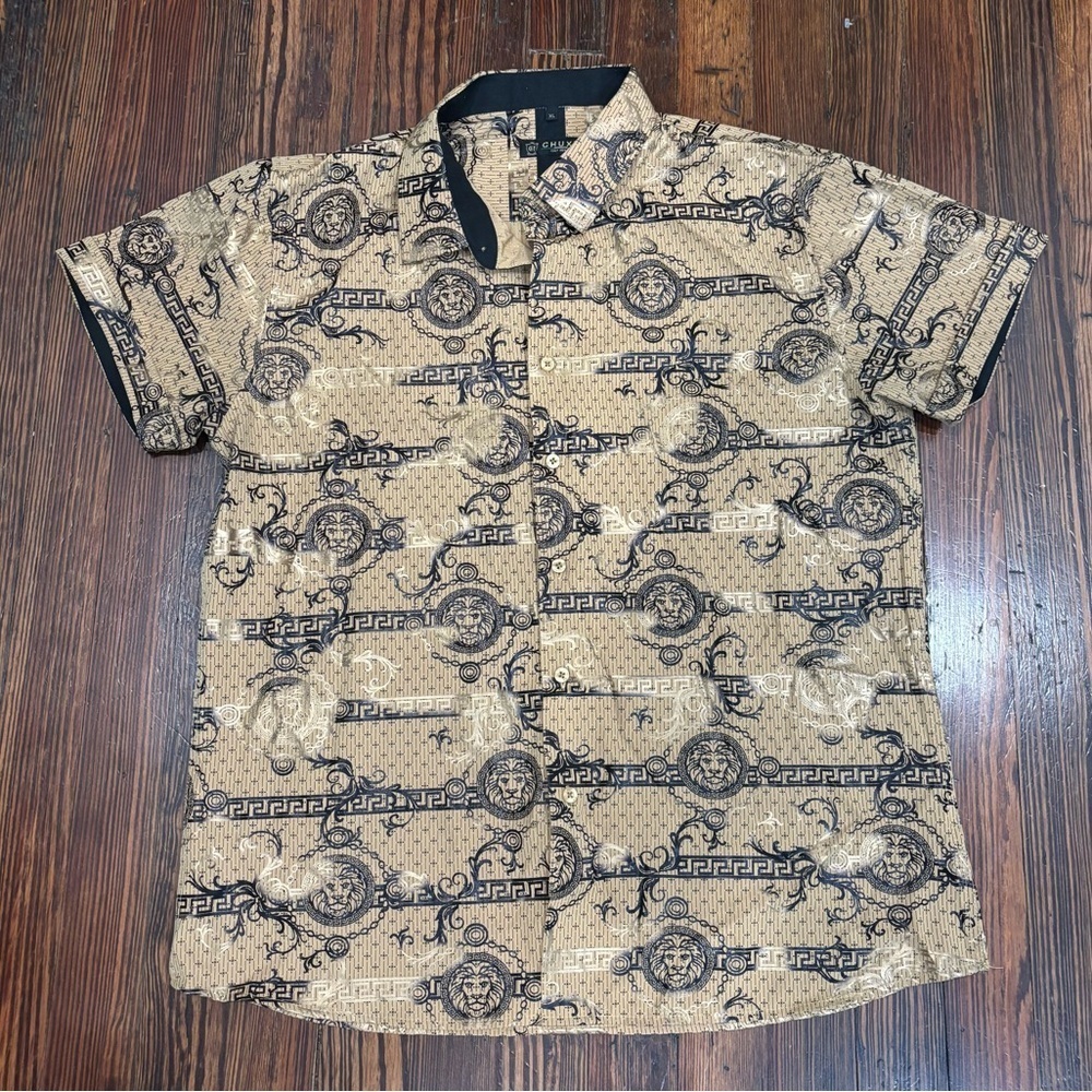 Chuxx Mens Short Sleeve Versace & Givenchy Inspired Button Down Italian Sz Xl
